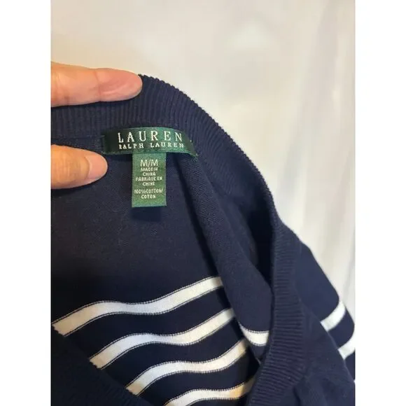 Lauren Ralph Lauren Nautical Sailor Stripe Long Sleeve Sweater Womens Designer - Picture 7 of 7